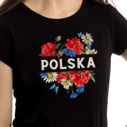 Koszulka damska Polska z kwiatami polnymi