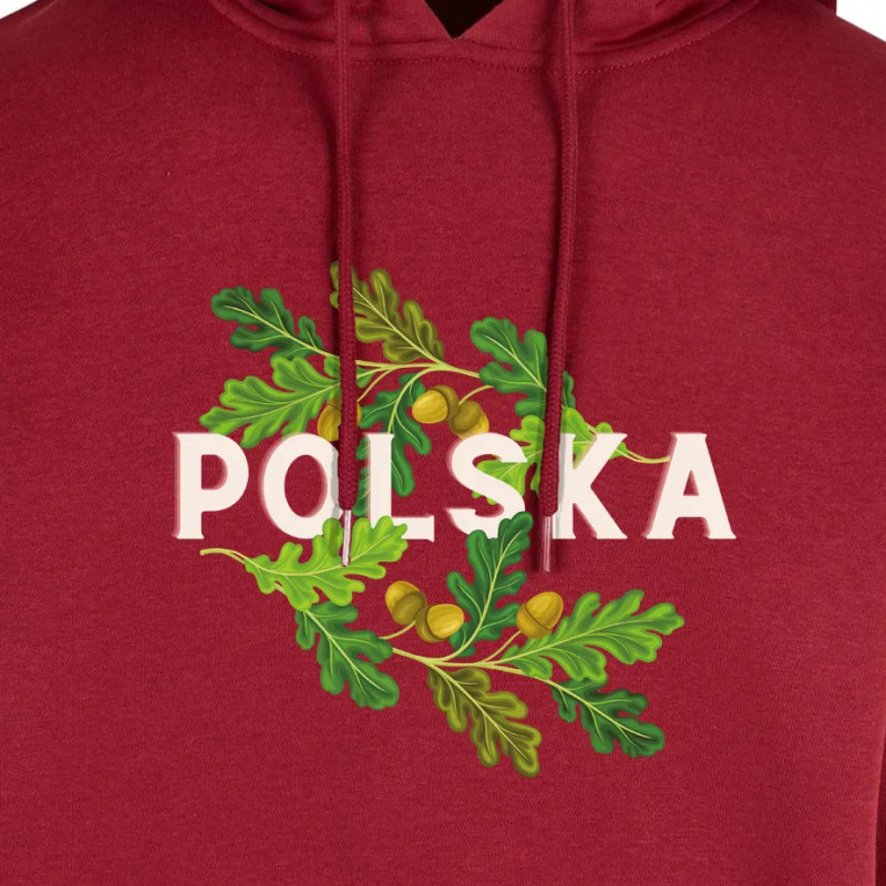 Bluza z kapturem "POLSKA" liście dębu